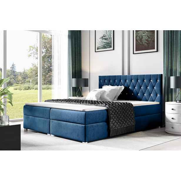 Čalouněná postel Nadine 180x200cm, modrá Monolith HELCEL