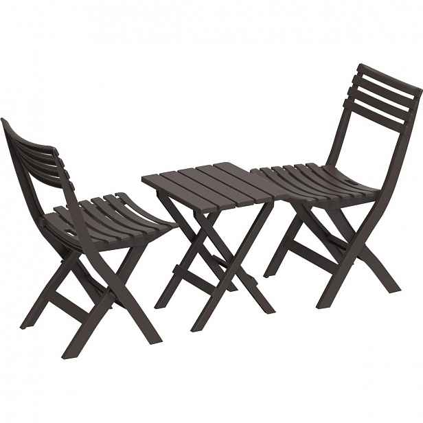DURAMAX Skládací plastový set 2+1, hnědý, IFOFXX081BR