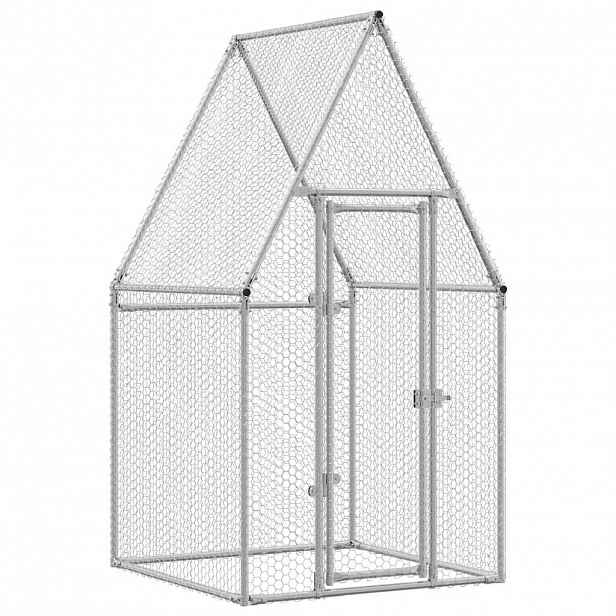 vidaXL Klec pro kuřata stříbrná 100 x 100 x 190 cm pozinkovaná ocel