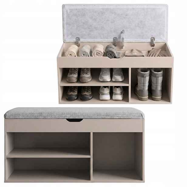 Botník Se Sedákem Béžová Mdf 80X30X43 CM S Čalouněním