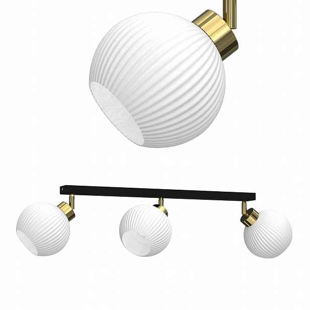 Stropní Svítidlo Stropní Svítidlo Skleněná Lampa Pruhy E27 Bílé Stínidlo 3 Body Polska