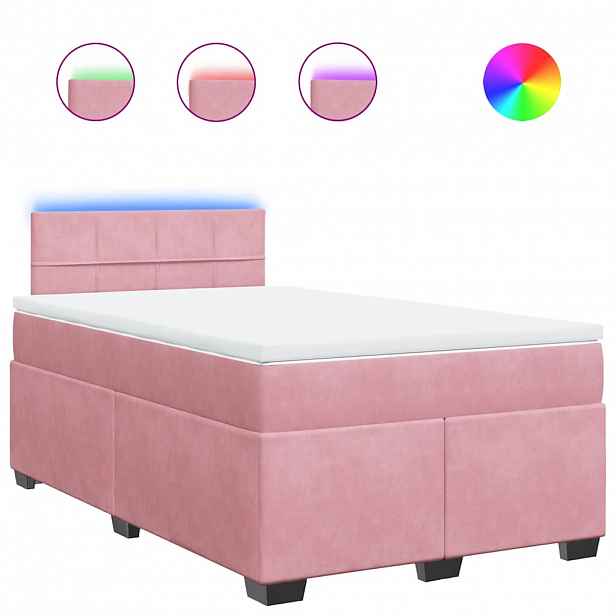 vidaXL Box spring postel s matrací růžová 120x190 cm samet