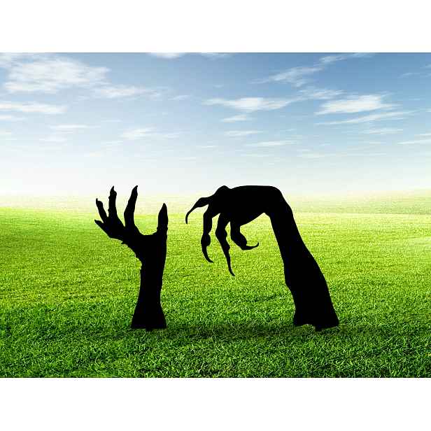 Halloween dekorace ozdoba mrtvé ruce drápy k zapíchnutí do země kovové
