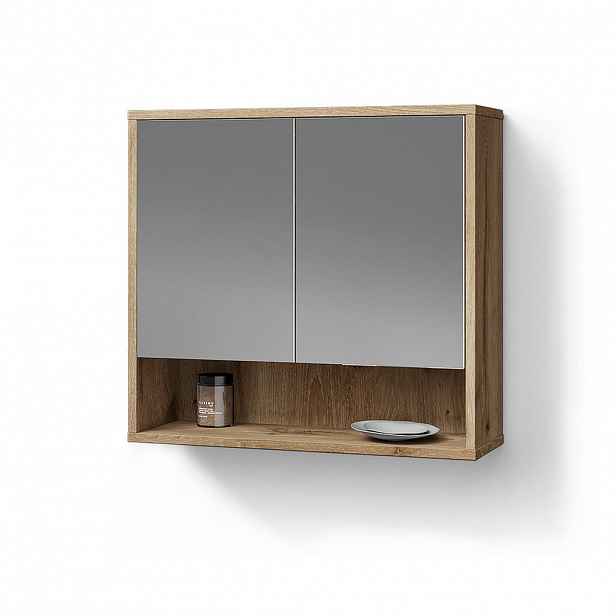 Livinity® KOUPELNOVÁ ZRCADLOVÁ SKŘÍŇKA ATERNO Dub Viking 70 x 65 cm se 2 dvířky