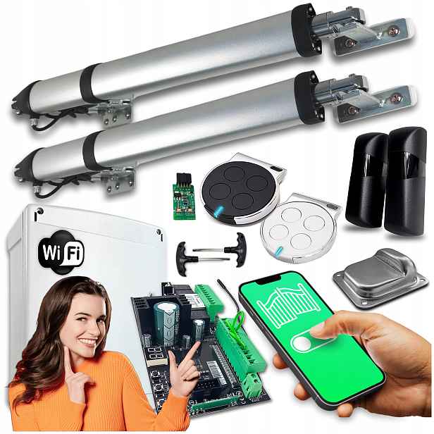 Pohon pro Dvoukřídlovou Bránu 8 m Wifi 2xPILOT Fotobuňky Automat Na Bránu