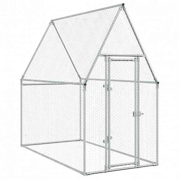vidaXL Klec pro kuřata stříbrná 200 x 100 x 190 cm pozinkovaná ocel