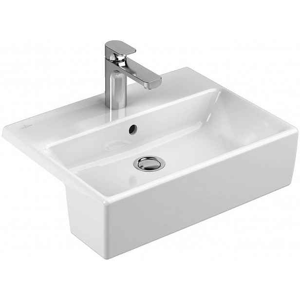 Villeroy & Boch Memento - Polozápustné umyvadlo s přepadem, 55x43 cm, bílé - bezotvorové umyvadlo 41335601