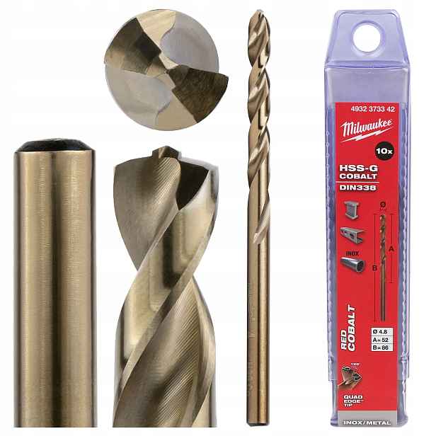 Vrták do kovu kobaltový 4,8 mm 10 ks nerezové oceli Milwaukee