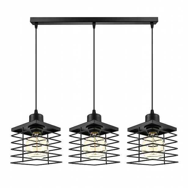Závěsné Stropní Svítidlo Lustr 3x E27 Loft do obývacího pokoje Černá Industriální
