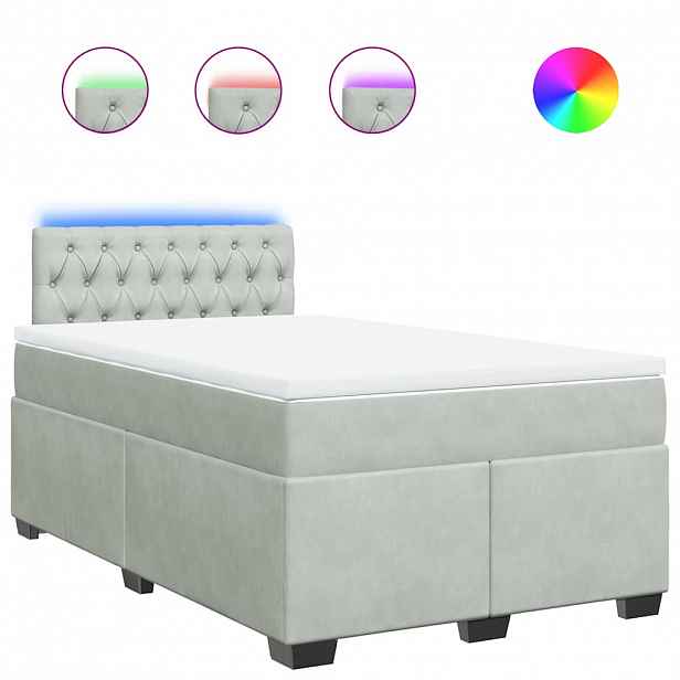 vidaXL Box spring postel s matrací světle šedá 120x190 cm samet