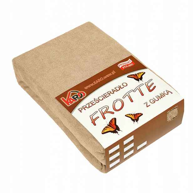 Froté prostěradlo s gumičkou 200x200 béžové, tmavě hrubé 200 g/m2 Karo