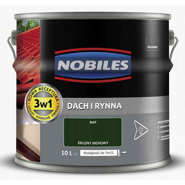 Nobiles Barva pro lakování pozinkovaných střech Střecha a okap 10L Zelená Mechová