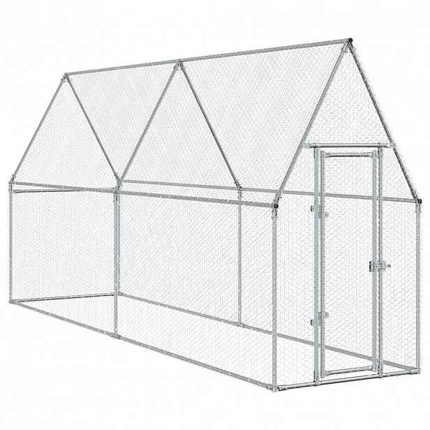 vidaXL Klec pro kuřata stříbrná 400 x 100 x 190 cm pozinkovaná ocel