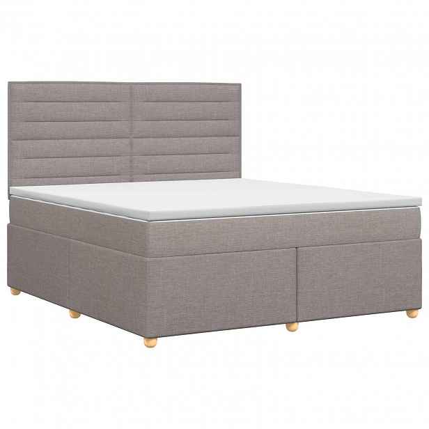 vidaXL Postel boxspring s matrací s čelo Taupe 160 x 200 cm Textil