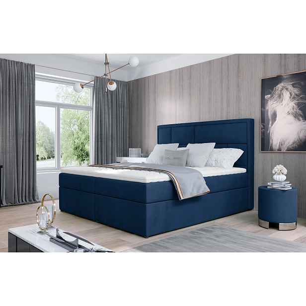 Kontinentální postel s úložným prostorem 160x200 OVARIO - modrá