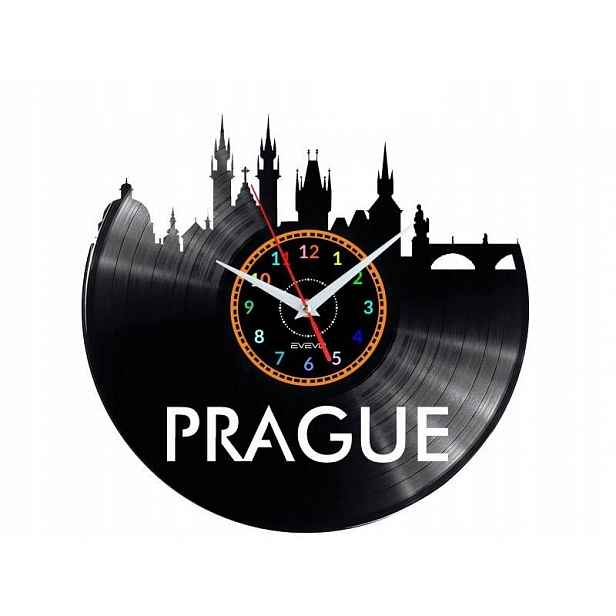 Praha Dekorativní Nástěnné Hodiny Moderní Vinylová Deska Jako Dárek