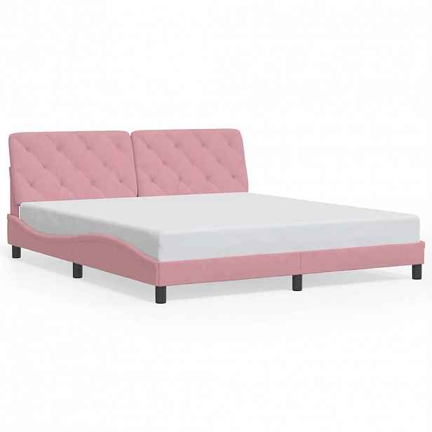 vidaXL Rám postele bez matrace růžový 180x200 cm samet