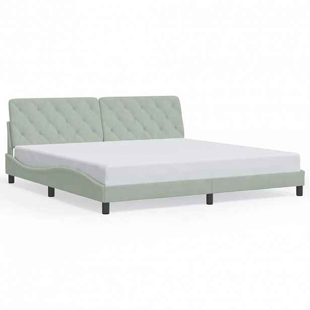 vidaXL Rám postele bez matrace světle šedý 200 x 200 cm samet