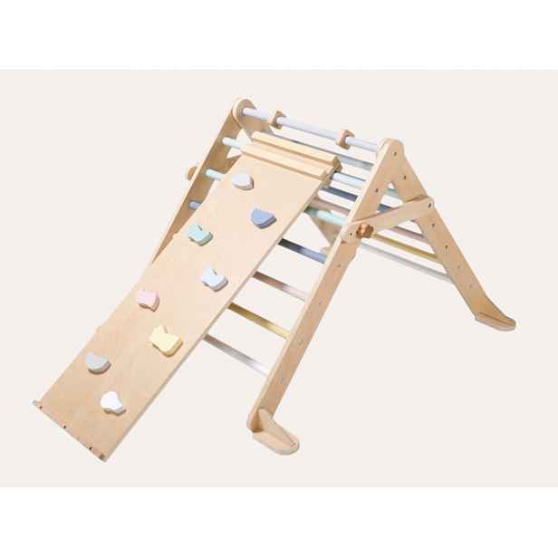 eliNeli Rostoucí montessori Piklerové trojúhelník 68 cm s prknem 2v1 - set pastel