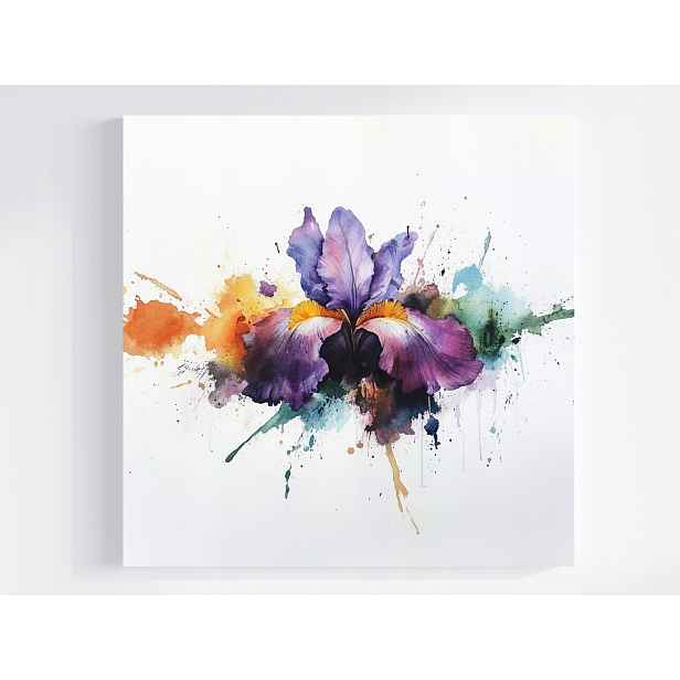 Obraz Na Plátně Canvas Akvarel Příroda Květ Fialový Irys Splash 50x50