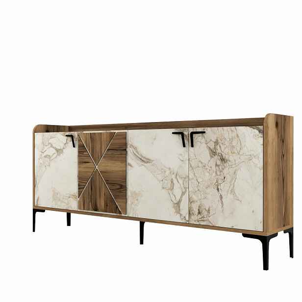 Skříňka Venedik Walnut and White Marble