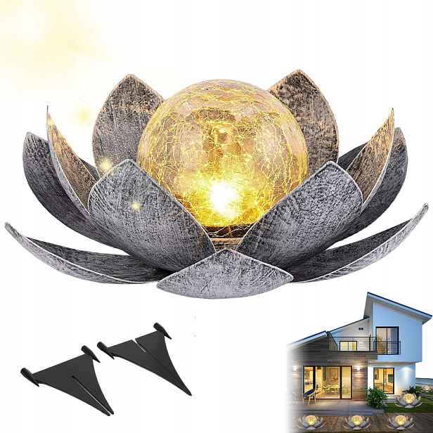 Solární Lampa Led Lotus Solární Lampy Zahradní Balkon Velká Dekorativní 28CM