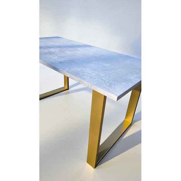 Stolek 90x50 kávová lavice loft gold zlaté nohy kov bellato šedý beton