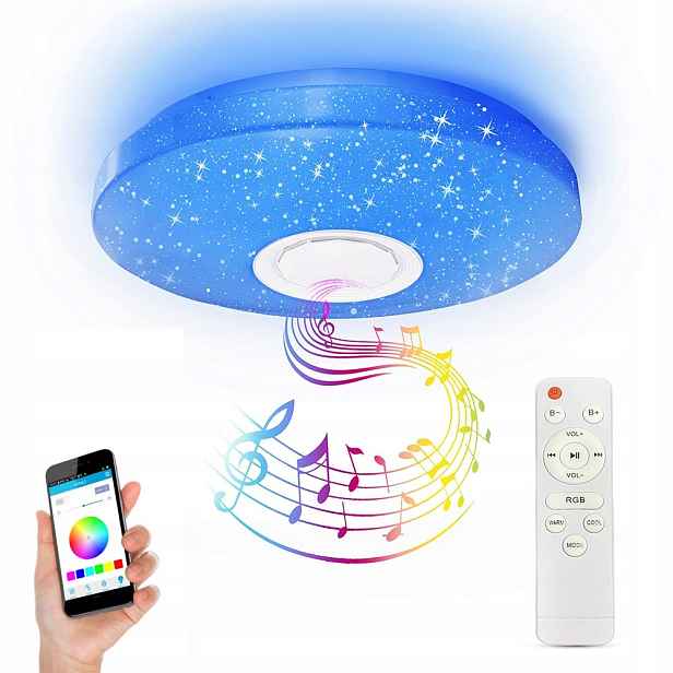 Stropní Svítidlo Rgb S Bluetooth Led Reproduktorem 60 W S Dálkovým Ovládáním Aplikací App