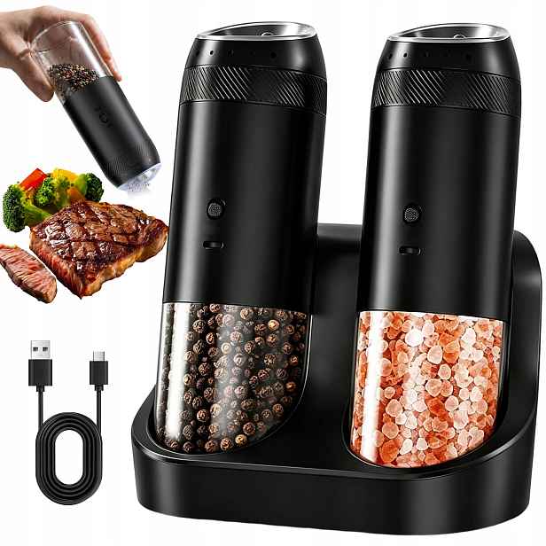 Mlýnek Na Pepř A Sůl Koření Elektrický Regulátor Elegantní Set x2
