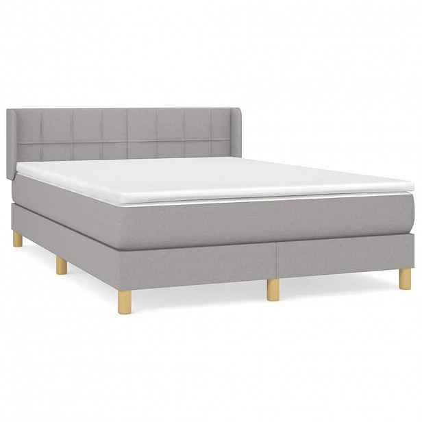 vidaXL Box spring postel s matrací světle šedá 140 x 190 cm textil