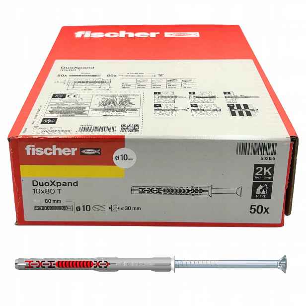 Fischer DuoXpand 10x80 T rámové kolíky 50 ks šroub pozink TX40 Eta
