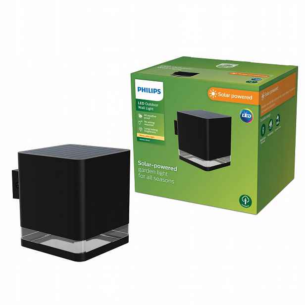 Zahradní nástěnné svítidlo Solární Lampa Led 1,8W se senzorem soumraku Philips