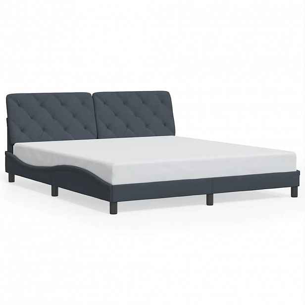 vidaXL Rám postele bez matrace tmavě šedý 200 x 200 cm samet