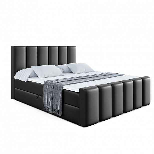 ALTDECOR AMERICKÁ postel BOXI1-Z – 200 x 200 cm – H4 – vysoce lesklá černá