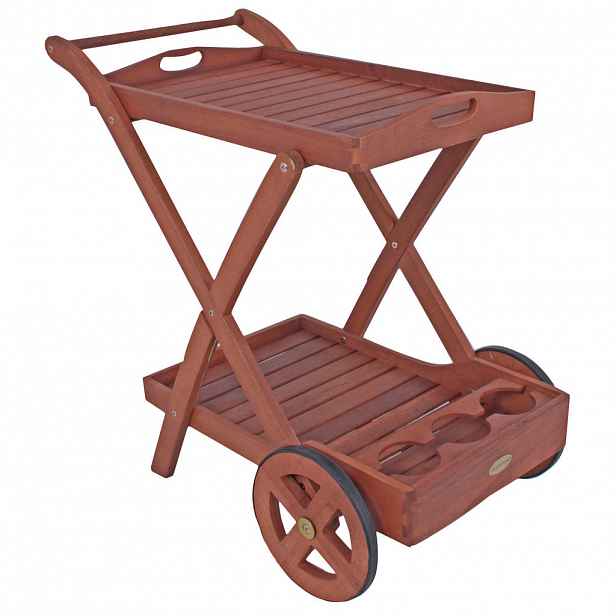 Gardenson ZAHRADNÍ SERVÍROVACÍ VOZÍK, barva eukalyptového dřeva, 80/54/88 cm
