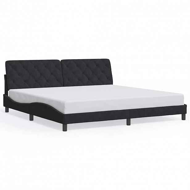 vidaXL Rám postele bez matrace černý 200 x 200 cm samet
