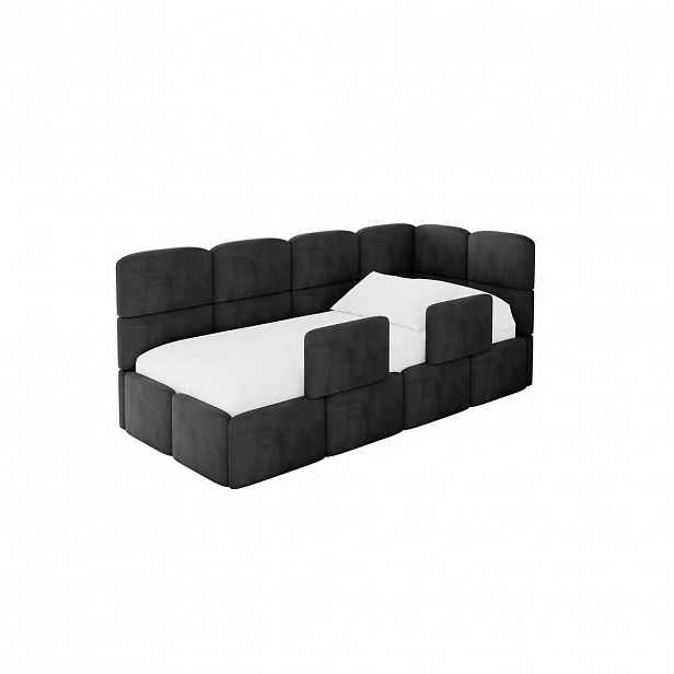 ALTDECOR JEDNOLŮŽKOVÁ POSTEL pro mládež s úložným prostorem a matrací H3/H4, vlevo - KIVY 100x200 černá