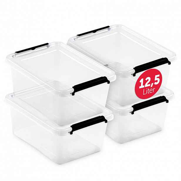 BOXXivo ÚLOŽNÉ boxy s víkem 12,5 l v sadě po 4 ks