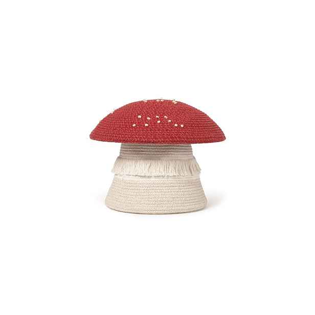 Červený/krémový látkový dětský koš na hračky ø 38x33 cm Big Mushroom – Lorena Canals
