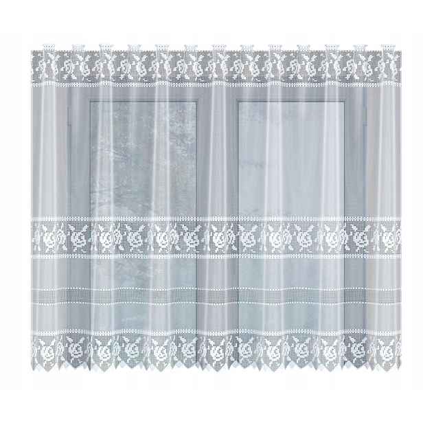 Mg Záclona žakárová na oka Růže 34539 Bílá 500x160 cm Obšitá M