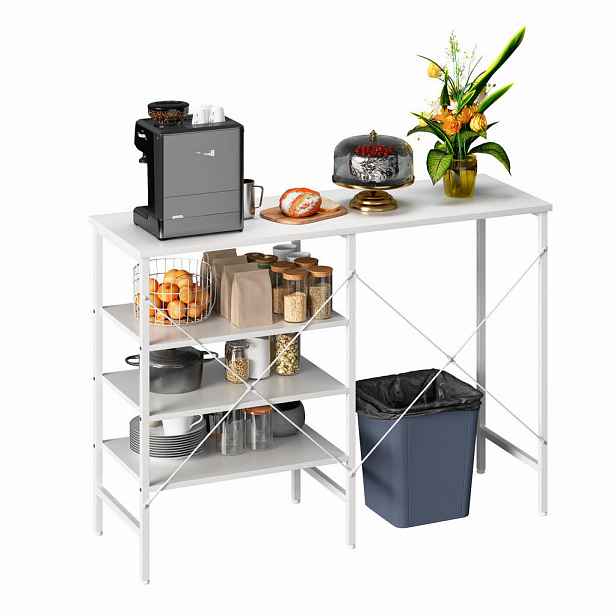 Modfu ODKLÁDACÍ stůl z MDF a kovu 120x40x85,5 cm bílý s variabilní montáží a nastavitelnými nožkami