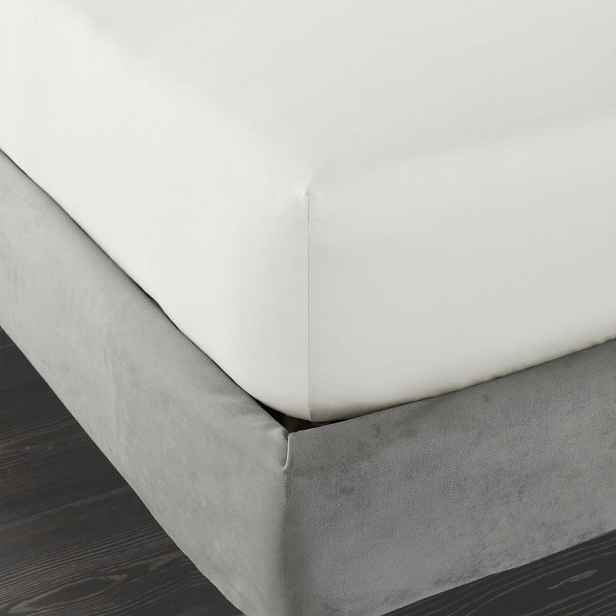 Slonovinové napínací prostěradlo z bavlněného saténu 90x190 cm Cotton Sateen – Bianca
