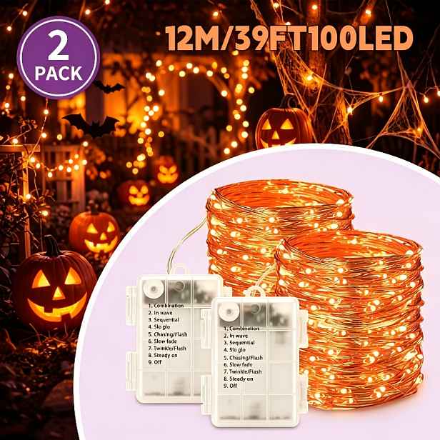 TEMU 2 ks Halloweenská víla. Napájení na baterie (baterie nejsou součástí balení), IP54, LED halloweenské dekorace pro vnitřní i venkovní použití. 8