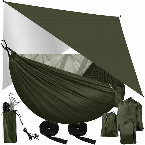 Turistická houpací síť s moskytiérou Survival Cestovní na bivak Bushcraft Tarp