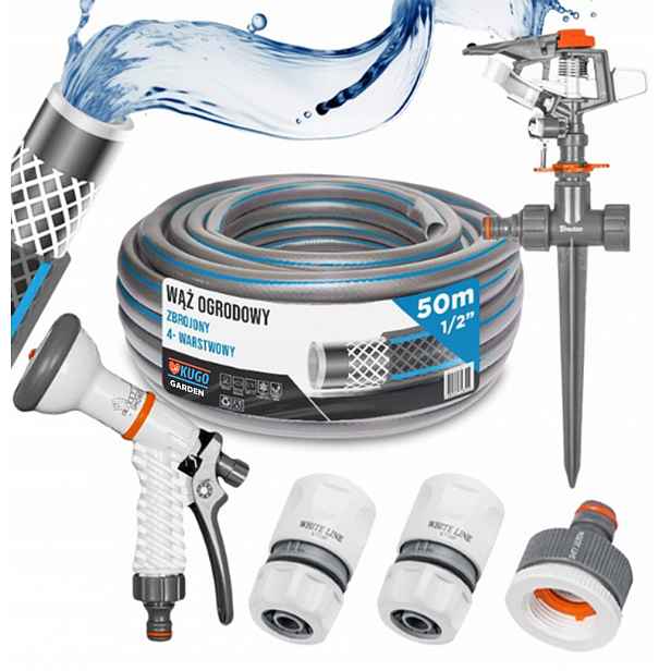 Hadice 1/2" 50 m 4 Vrstvy Zavlažovací Pistole Set Bradas