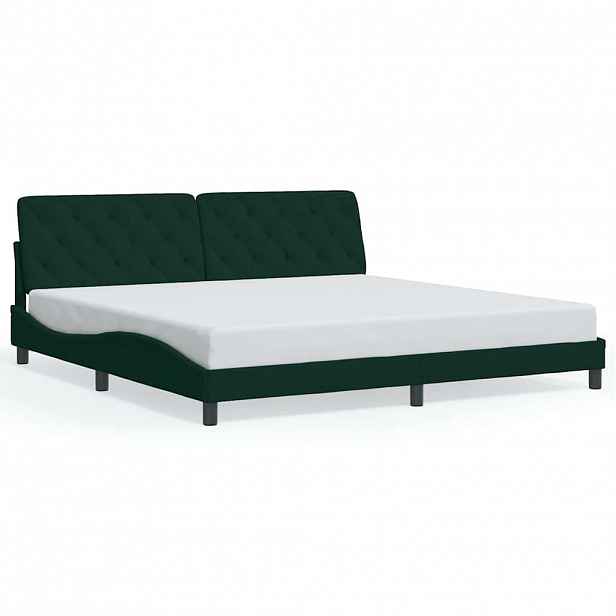 vidaXL Rám postele bez matrace tmavě zelená 200 x 200 cm samet