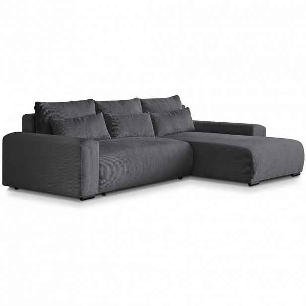 Beautysofa ROHOVÁ rozkládací pohovka Benny tmavě šedá, pravá