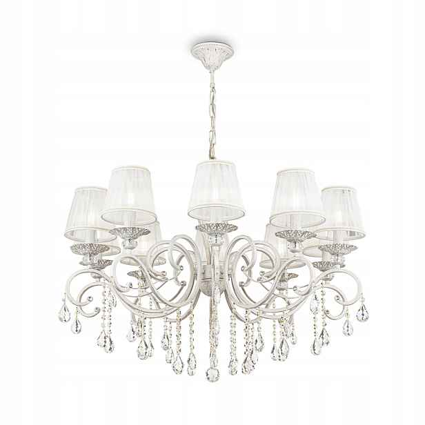 Bílý palácový lustr s krystaly, klasický, glamour, 10 bodů Maytoni