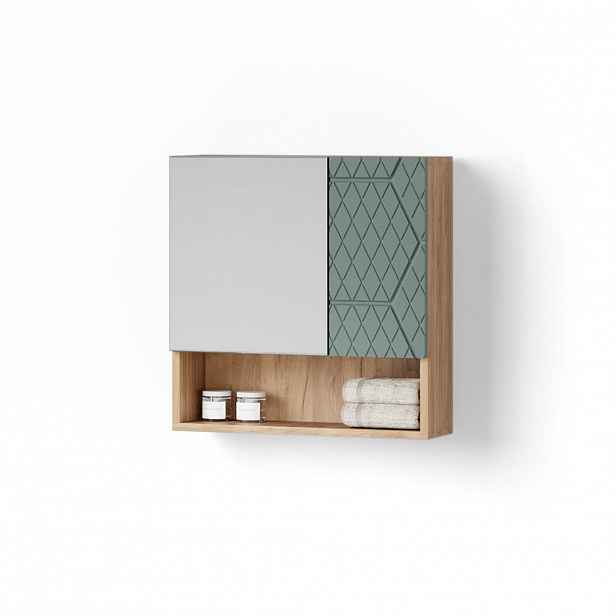 Livinity® KOUPELNOVÁ ZRCADLOVÁ SKŘÍŇKA Ronco Zelený/zlatý dub 54 x 55 cm