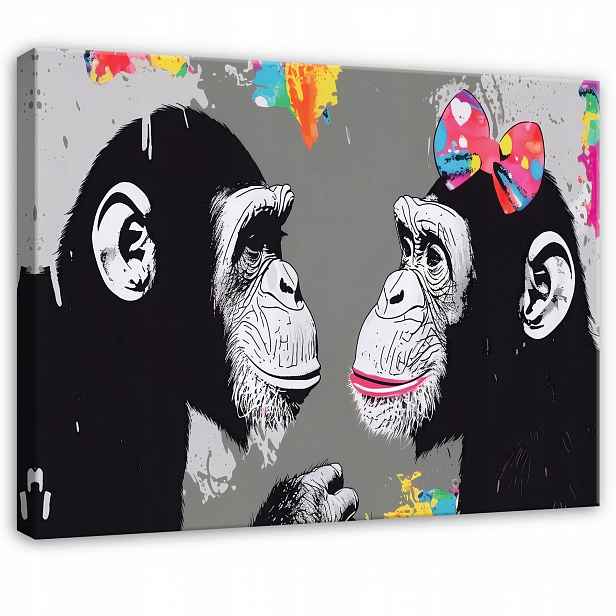 Obraz Graffiti Opice Banksy Moderní Do Ložnice Obývacího Pokoje Na Plátně 120x80